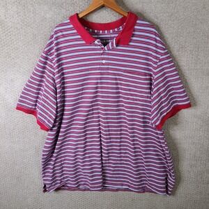 Liberty Blues Shirt Mens 5XL Tall Red Blue‎ Striped Polo Casual Cotton